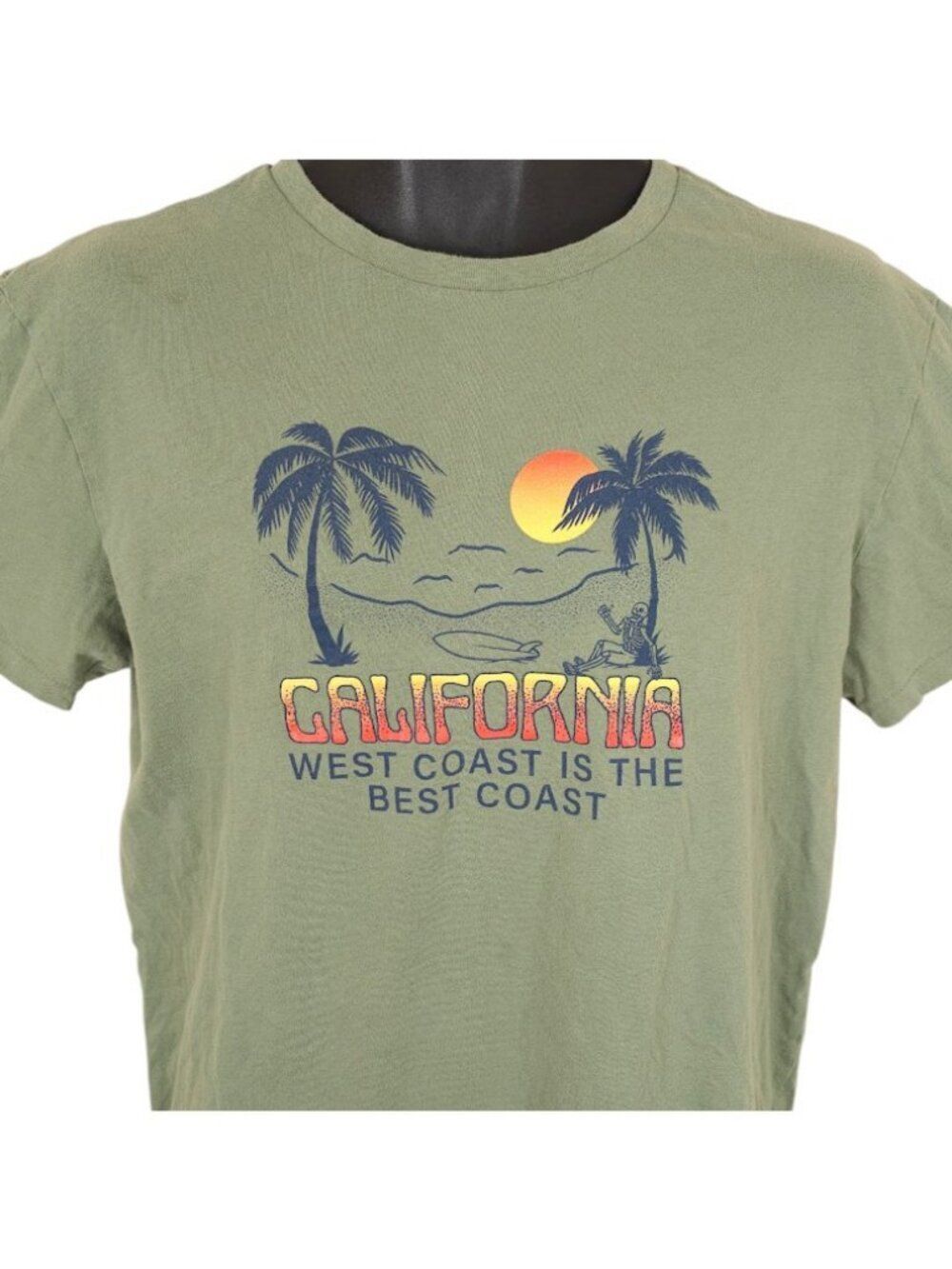 California T Shirt Mens Size Medium Green West Coast Is The Best Coast